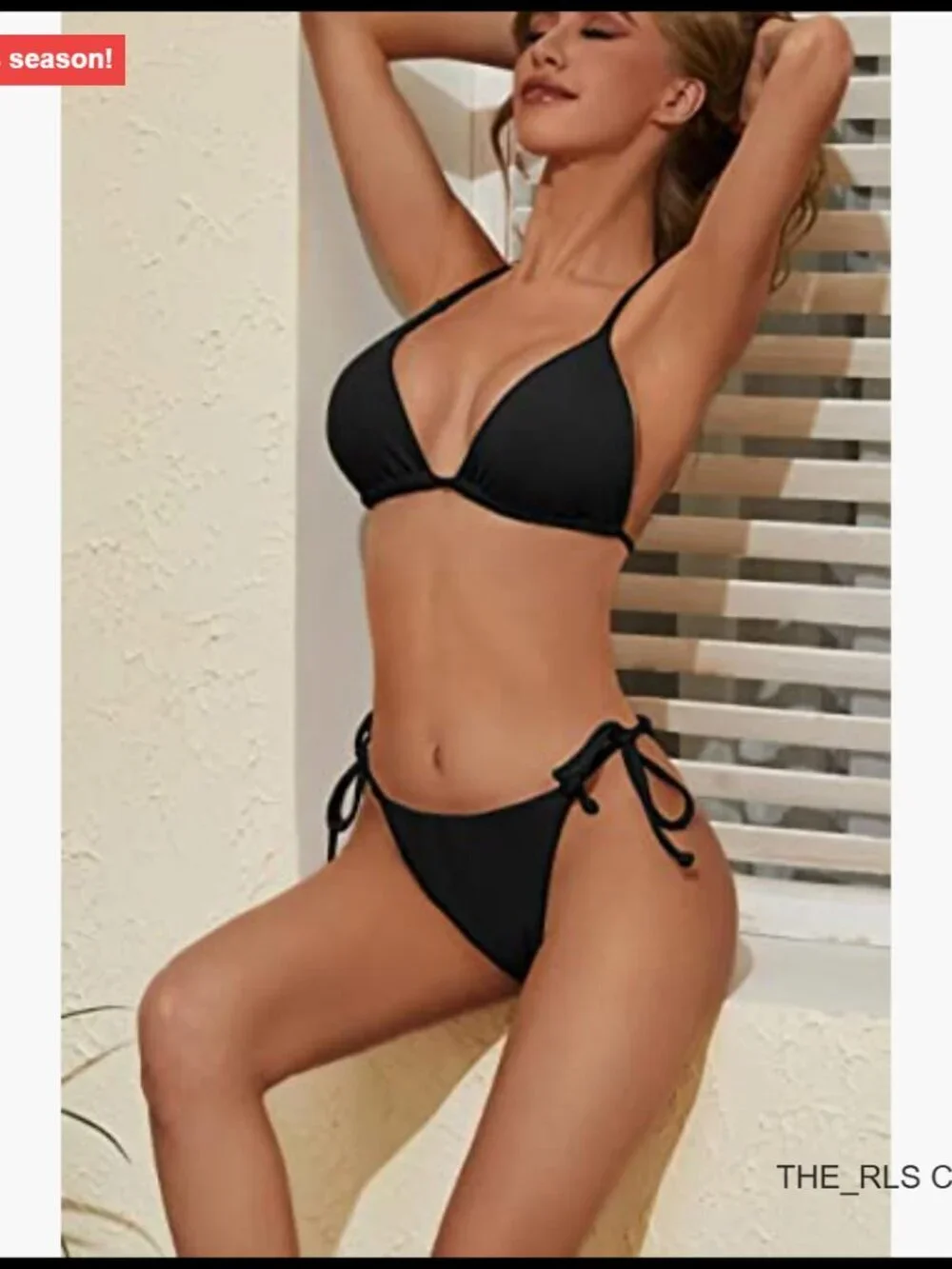 Recycled Polyester Spandex Ribbed Triangle Top String Cheeky Bikini Set